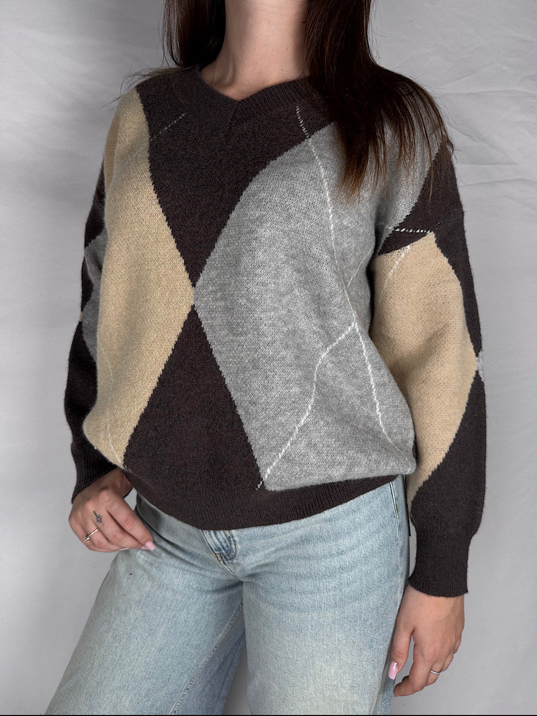 Maglia Scollo V Rombi Susy Mix Moro