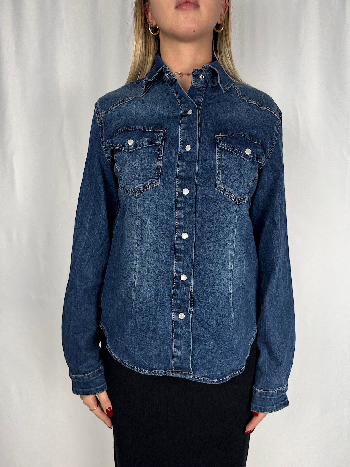 Camicia Denim Chiusura a Bottoni SusyMix