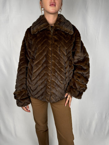 Giacca Eco-Pelliccia Vicolo Marrone