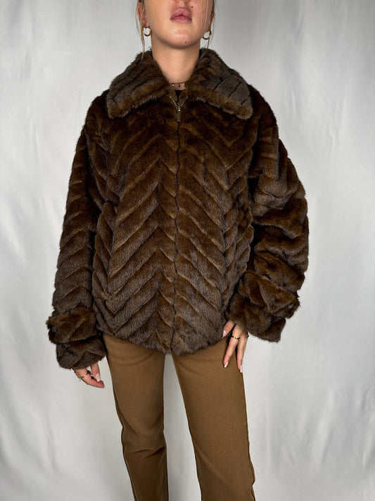 Giacca Eco-Pelliccia Vicolo Marrone