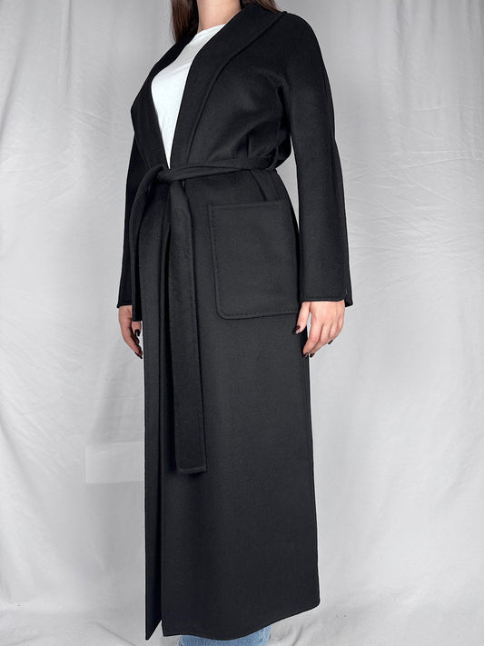 Cappotto Lungo con Cintura Vicolo Nero