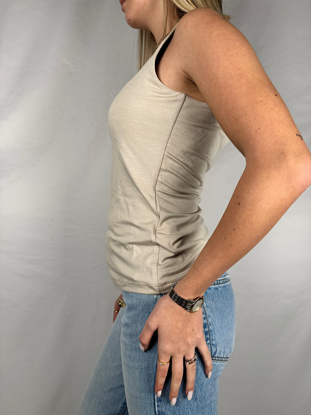 Canotta Scollo Quadro Beige Vicolo