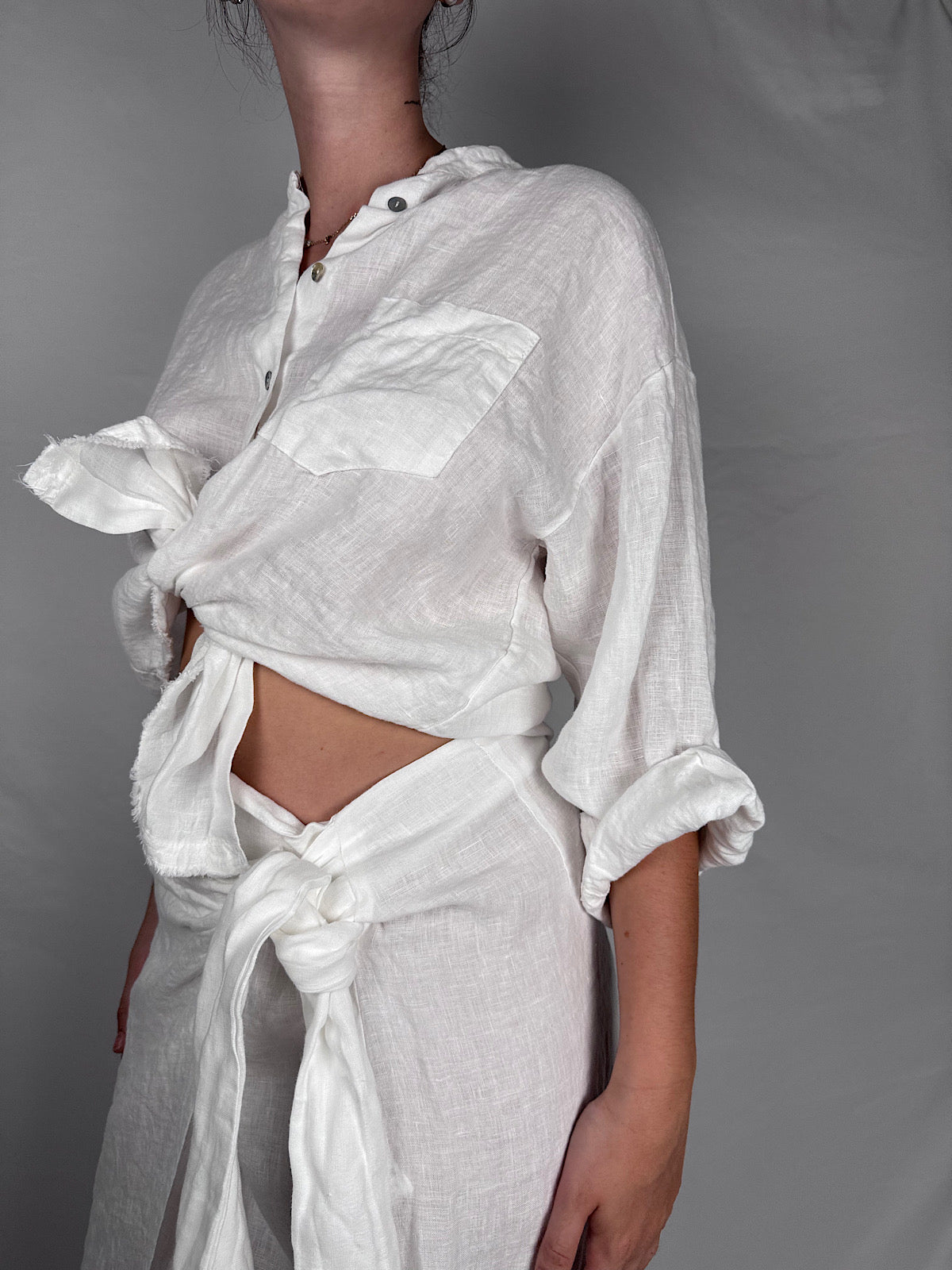 Camicia Lino Tensione In Bianca