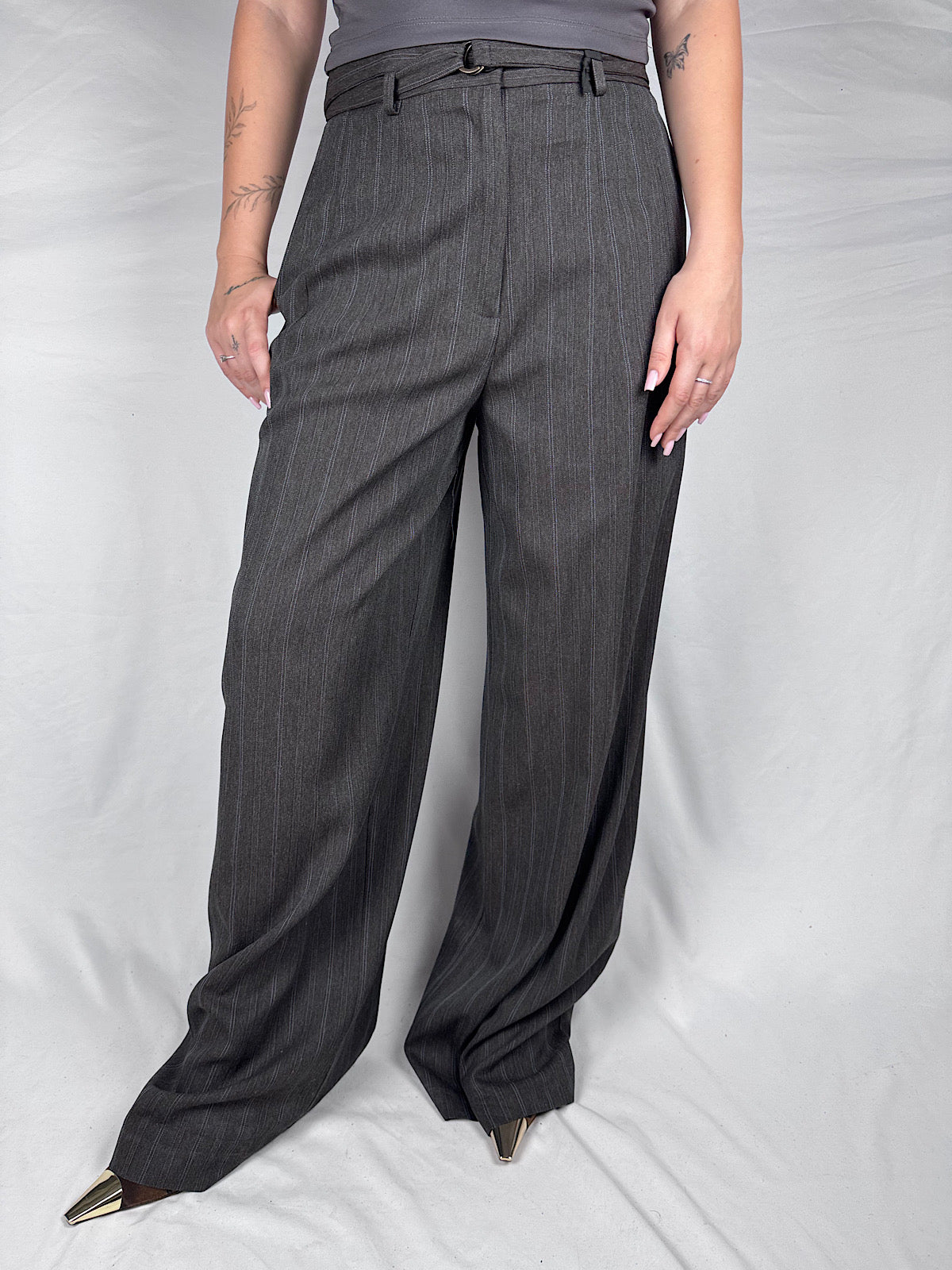 Pantalone Palazzo con Pinces  vicolo Antracite