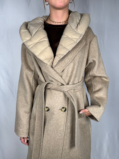 Cappotto con Inserti Piumino Beige Vicolo