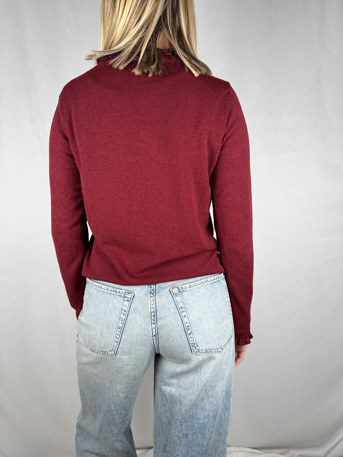 Maglia a Manica Lunga con Bordo Plisettato Dixie Bordeaux