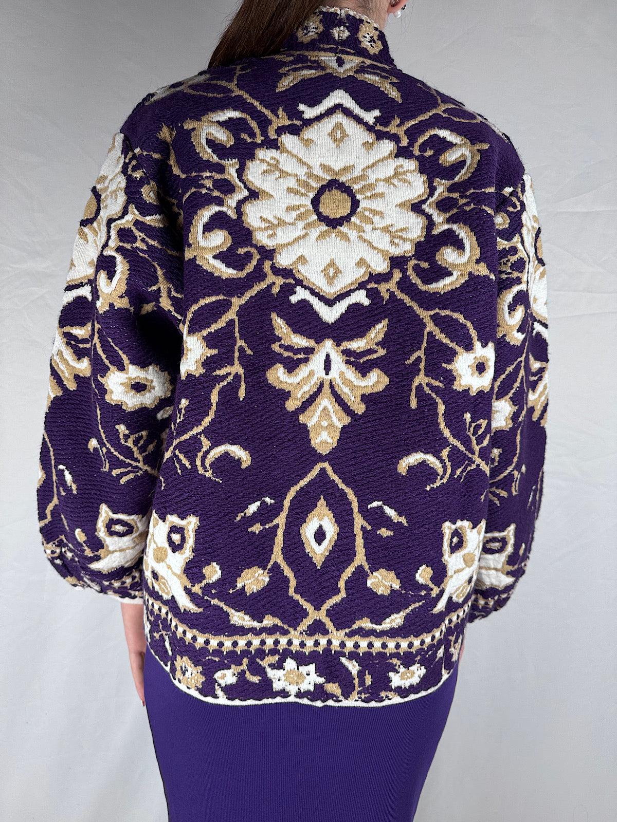 Cardigan Motivo Fiori Tensione In Viola