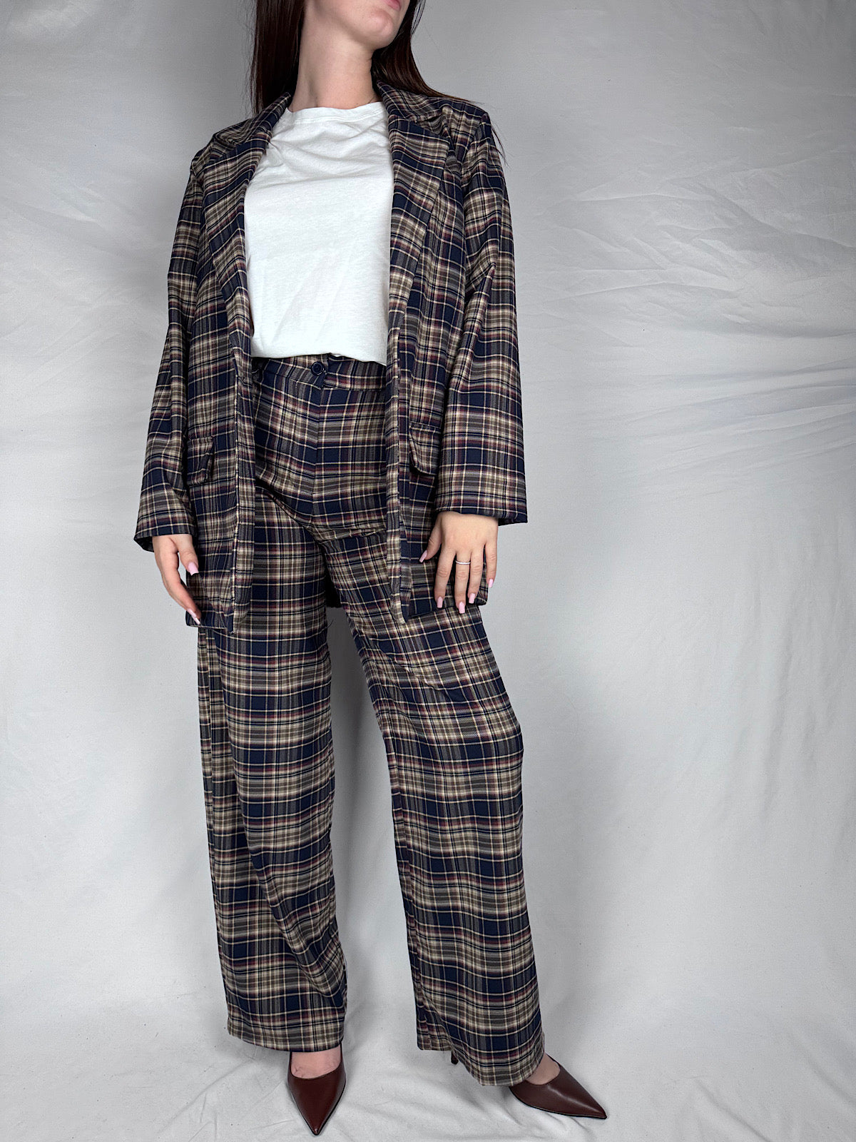 Pantalone Tailleur Scozzese Armonia Blu