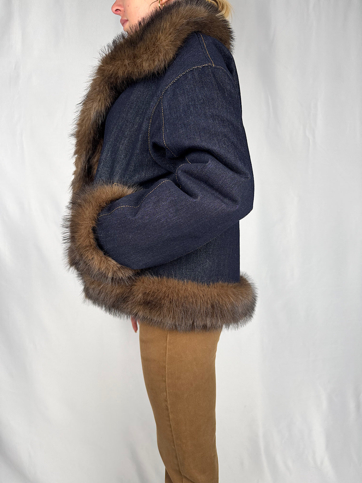 Giacca Denim-Pelliccia Reversibile Vicolo