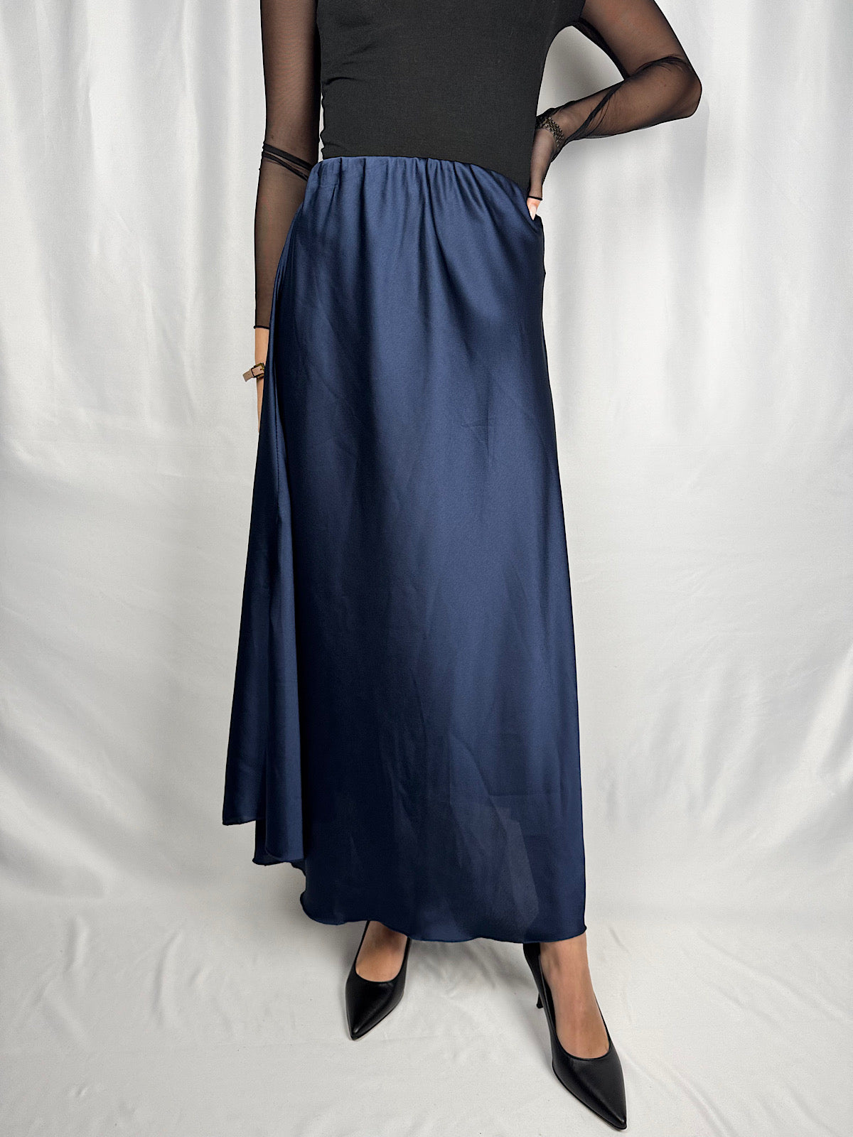 Gonna Effetto Satin Blu Armonia