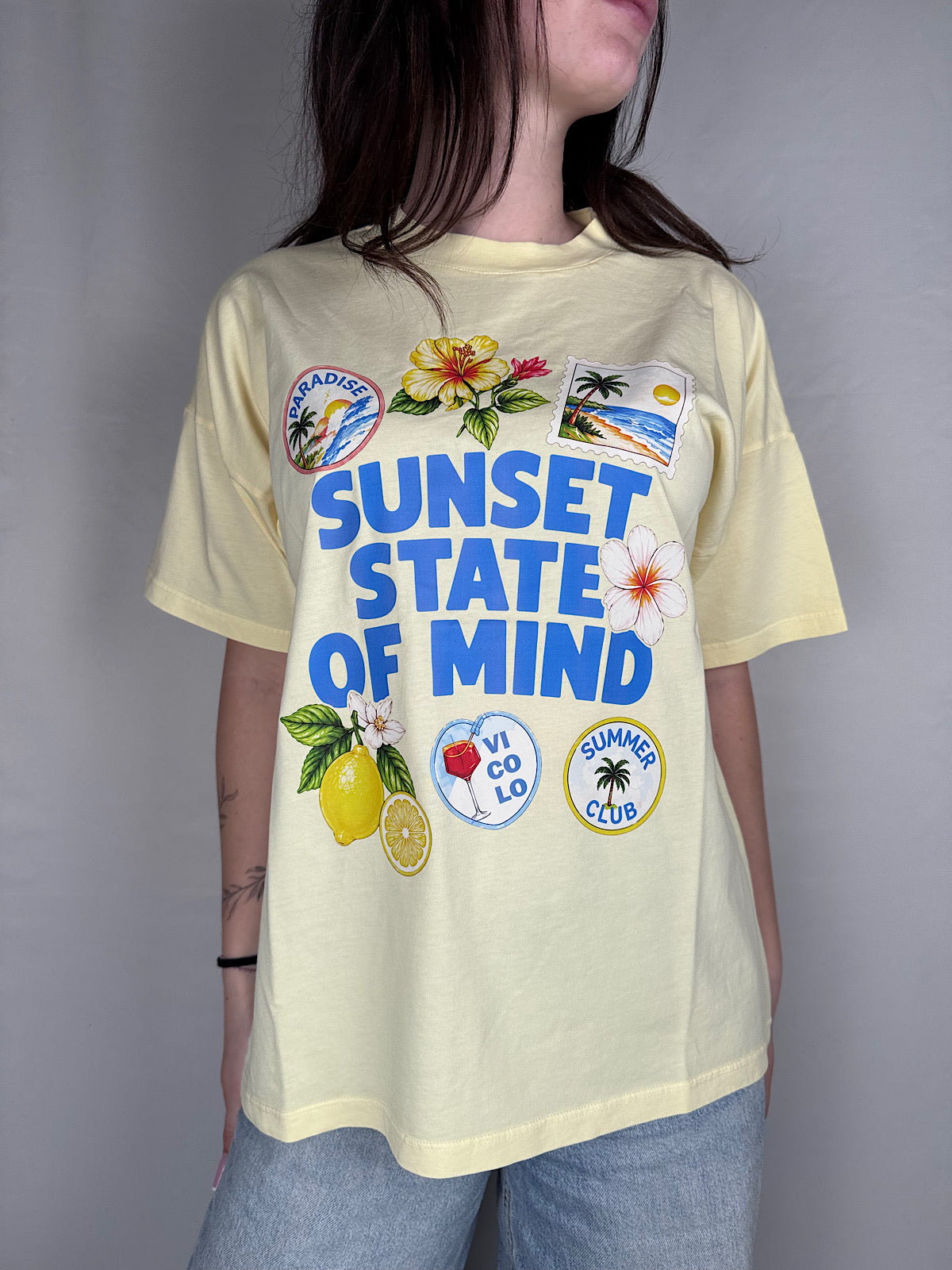 T-shirt Sunset State Of Mind Vicolo Giallo Paglierino