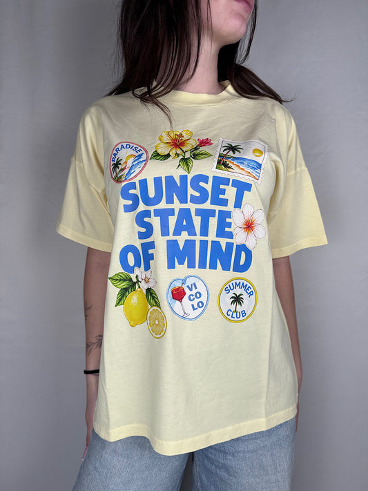 T-shirt Sunset State Of Mind Vicolo Giallo Paglierino