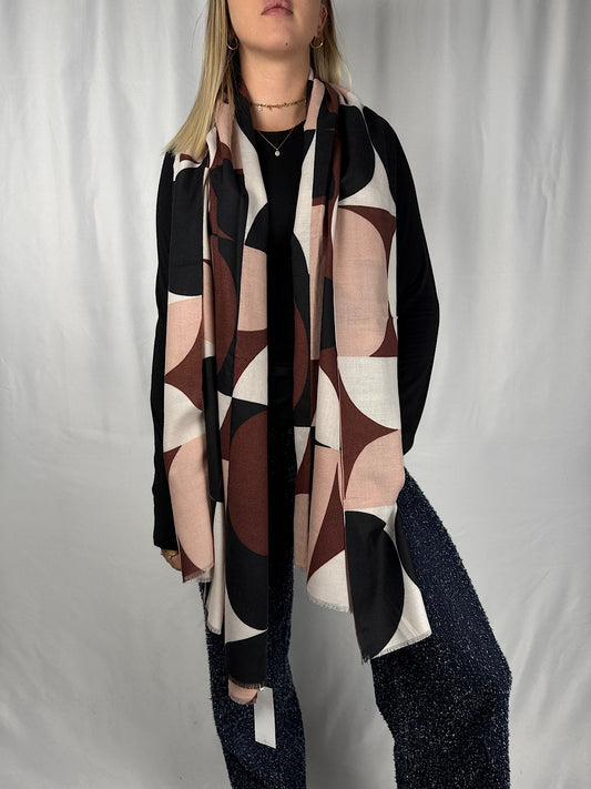 Sciarpa Fantasia Geometrica Rosa Armonia