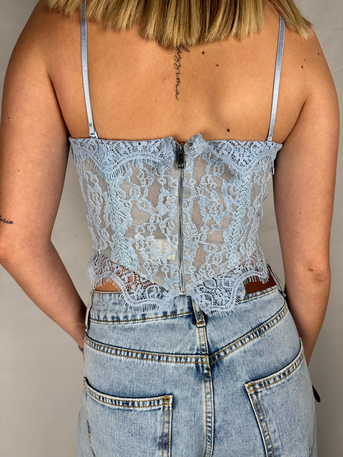 Top Bustier con Pizzo Armonia Celeste