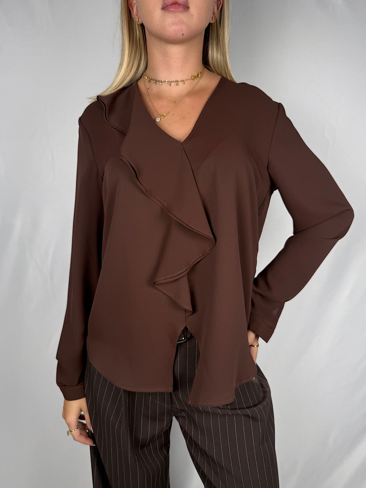 Camicia con Rouches Armonia Cioccolato