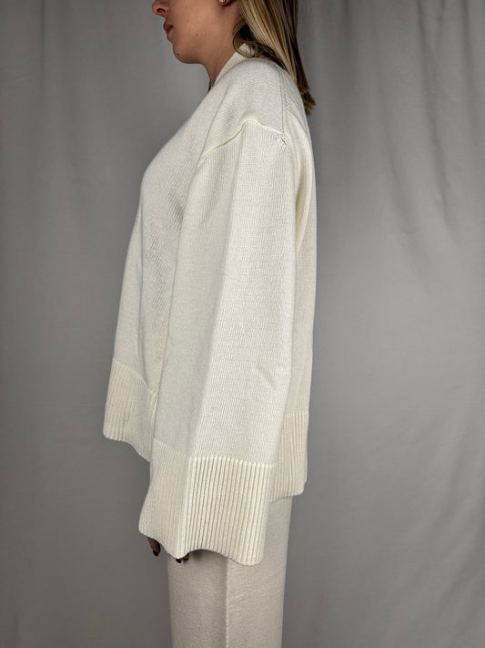 Maglia Collo V Bianca Vicolo