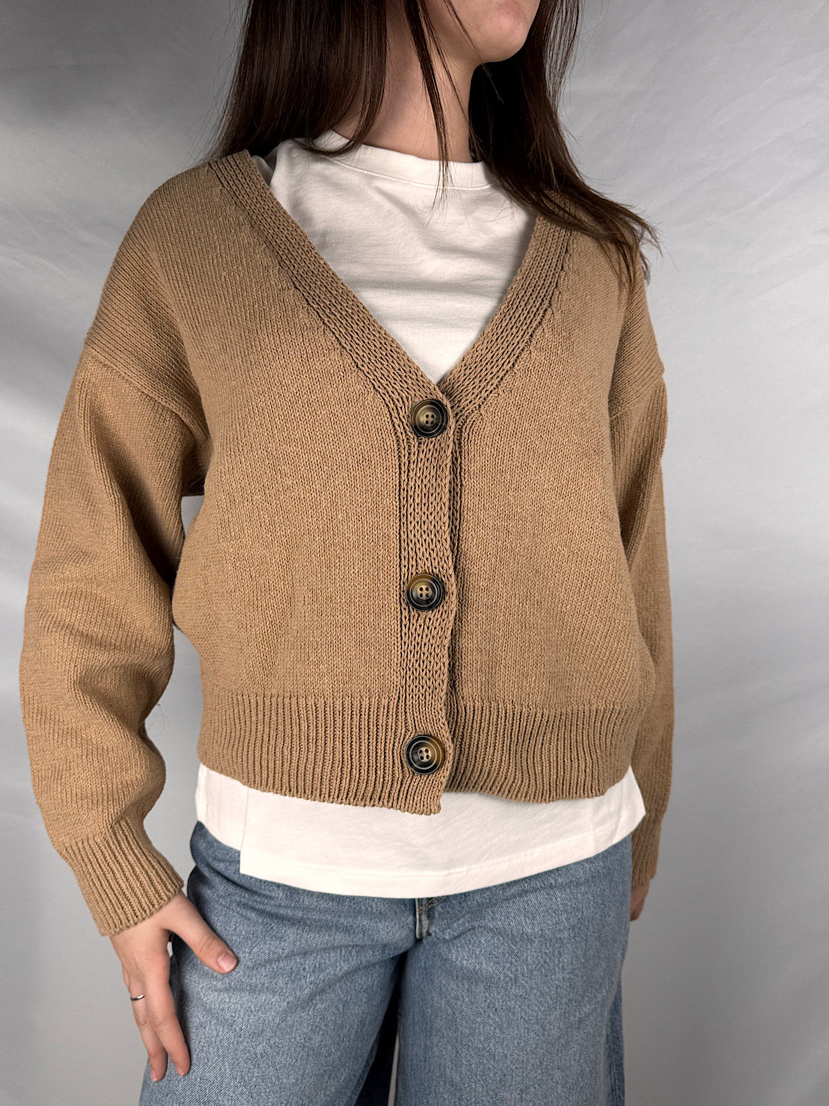 Cardigan Tre Bottoni Vicolo Cammello