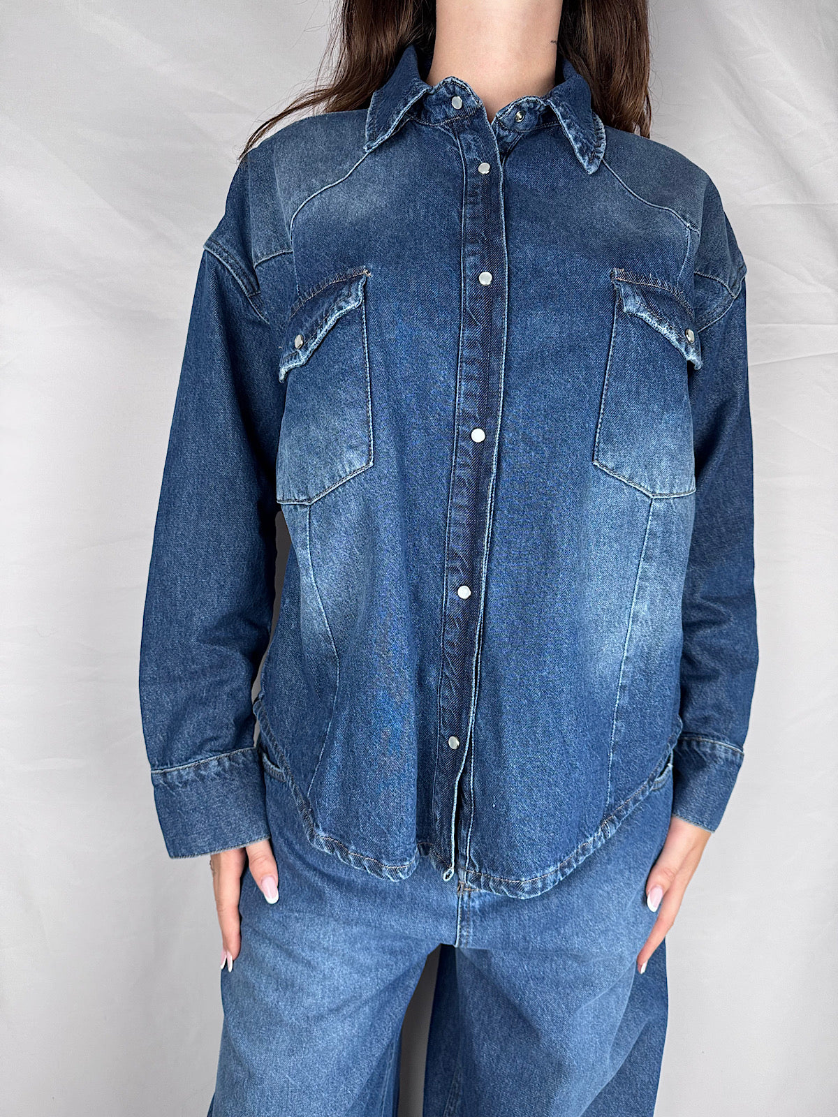 Camicia Jeans Tensione in Blu Medium