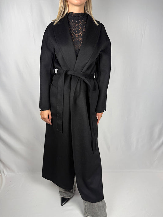 Cappotto Lungo con Cintura Vicolo Hand Made Nero