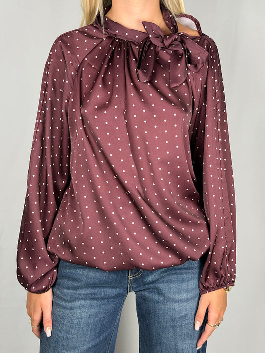 Camicia Bordeaux a Pois con Fiocco Armonia