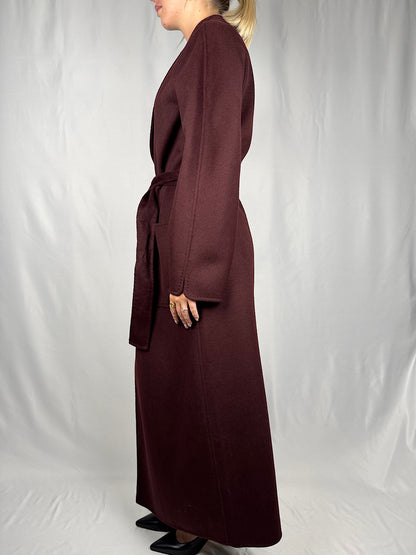 Cappotto Lungo con Cintura Vicolo Hand Made Bordeaux