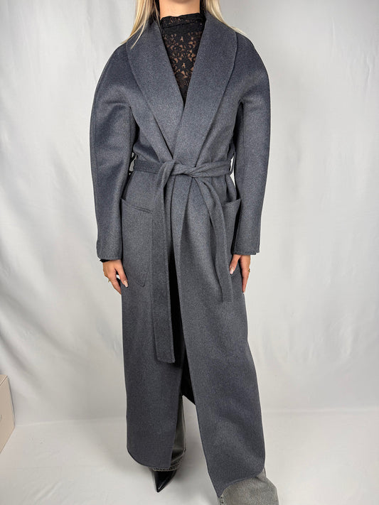Cappotto Lungo con Cintura Vicolo Hand Made Grigio Scuro