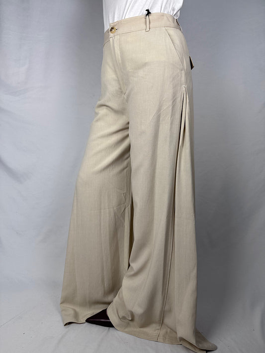 Pantalone Ampio con Spicchio Laterale Vicolo Beige