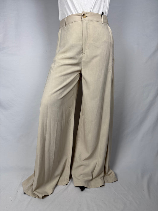 Pantalone Ampio con Spicchio Laterale Vicolo Beige