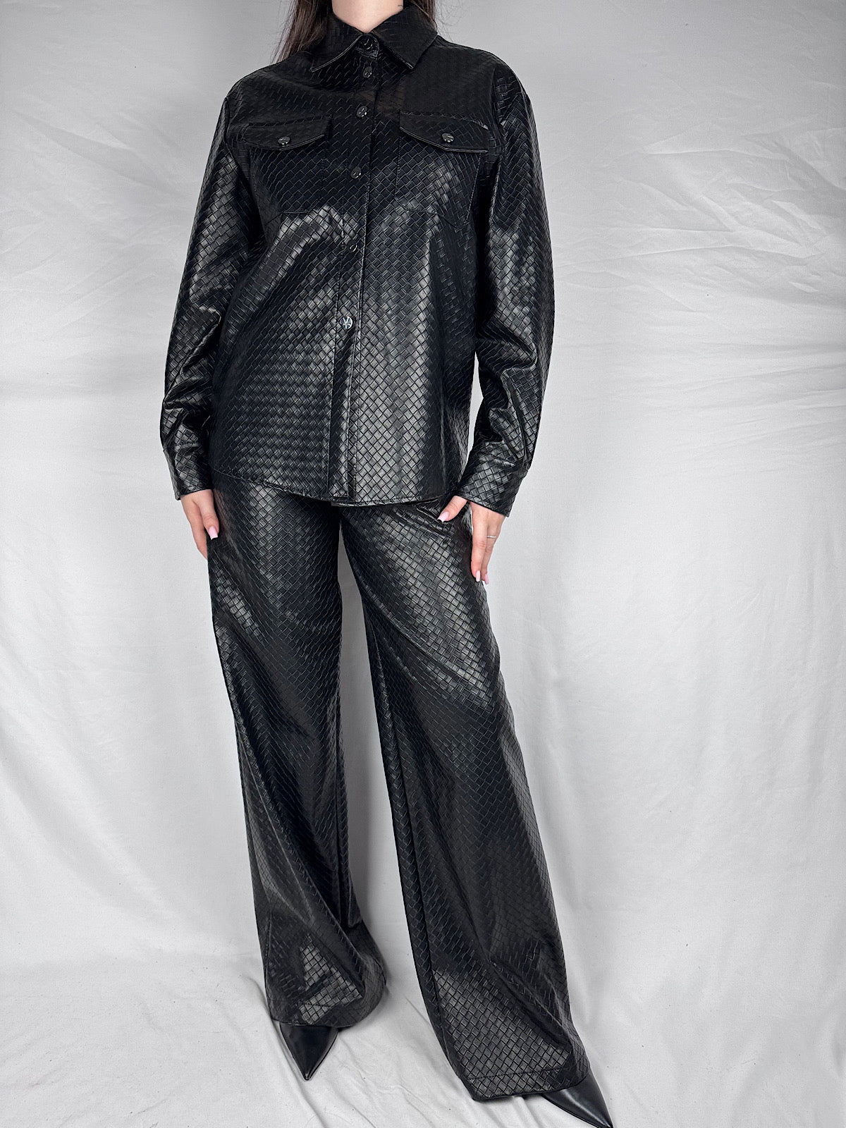 Pantalone Intreccio Ecopelle Kaos Nero