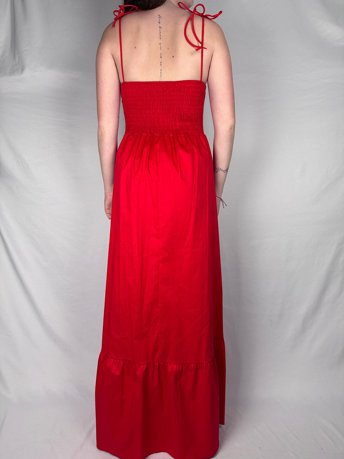 Abito Lungo Con Balza Armonia Rosso
