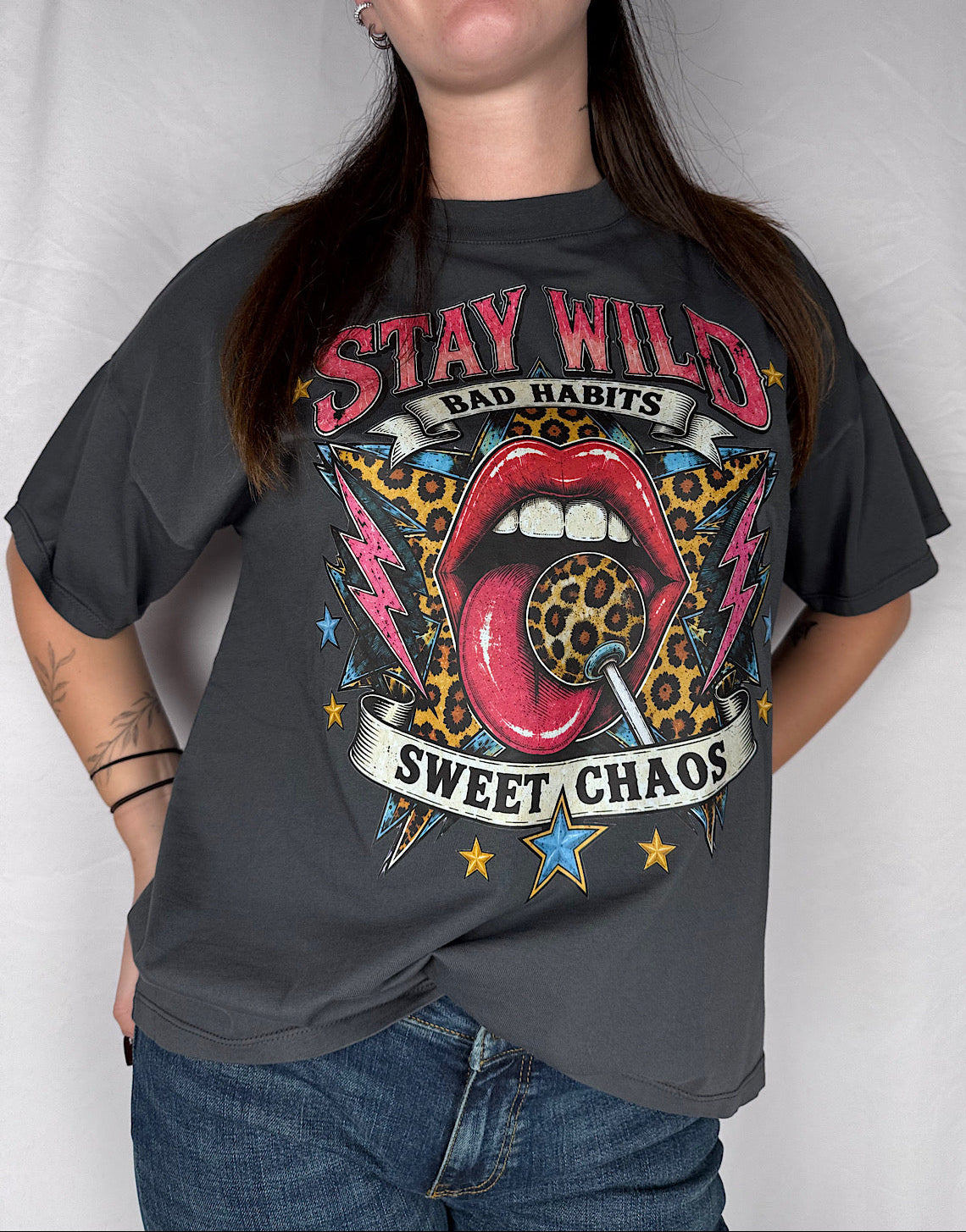 T-shirt con Stampa " Stay Wild" Vicolo Piombo
