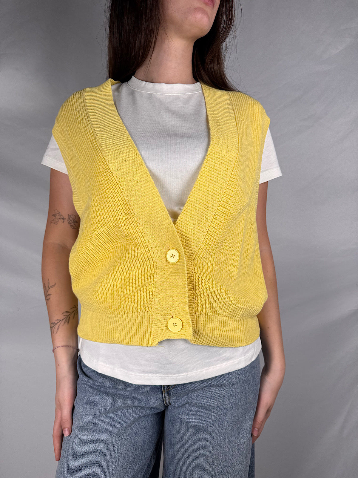 Gilet Scollo V Vicolo Giallo Paglierino