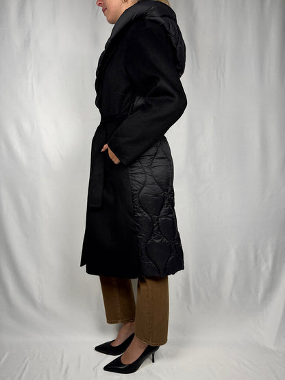 Cappotto con Inserti Piumino Nero Vicolo