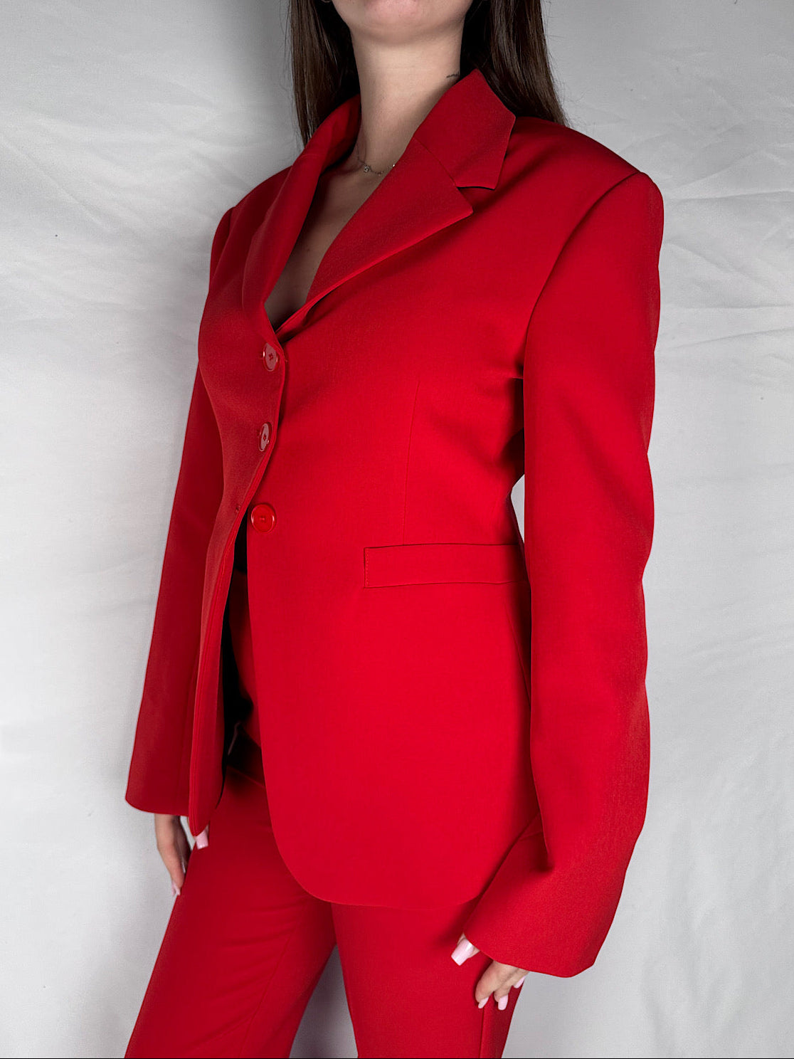 Giacca Blazer Monopetto Slim Morbido Vicolo Rosso
