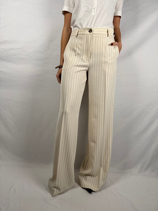 Pantalone Gessato Bianco Vicolo