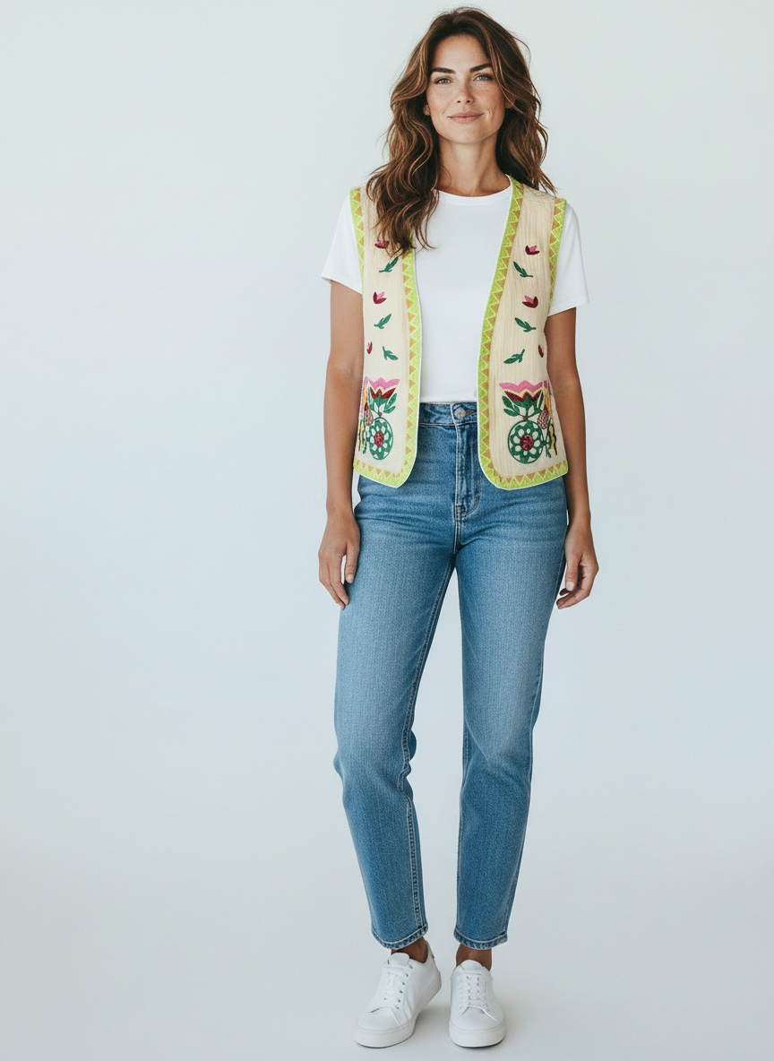 Gilet Ricamato Vicolo Verde