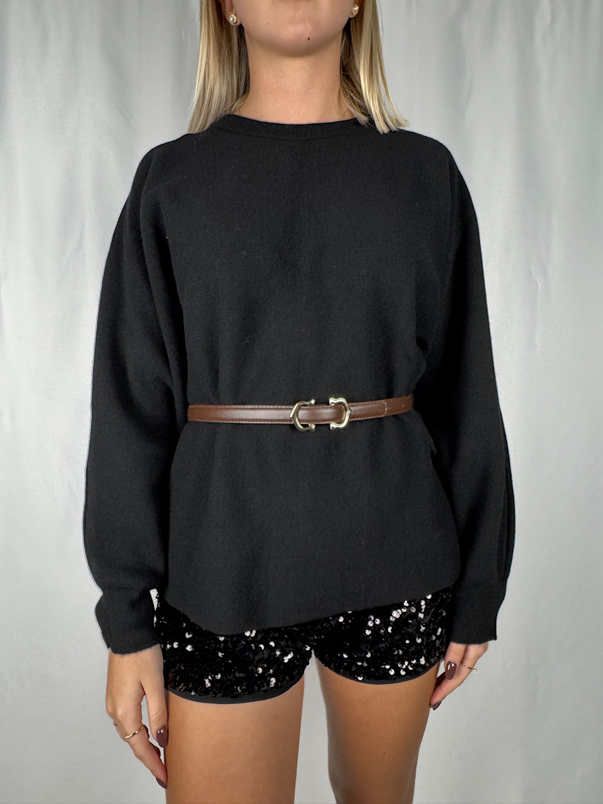 Maglia Manica Palloncino con Cintura Nero Vicolo