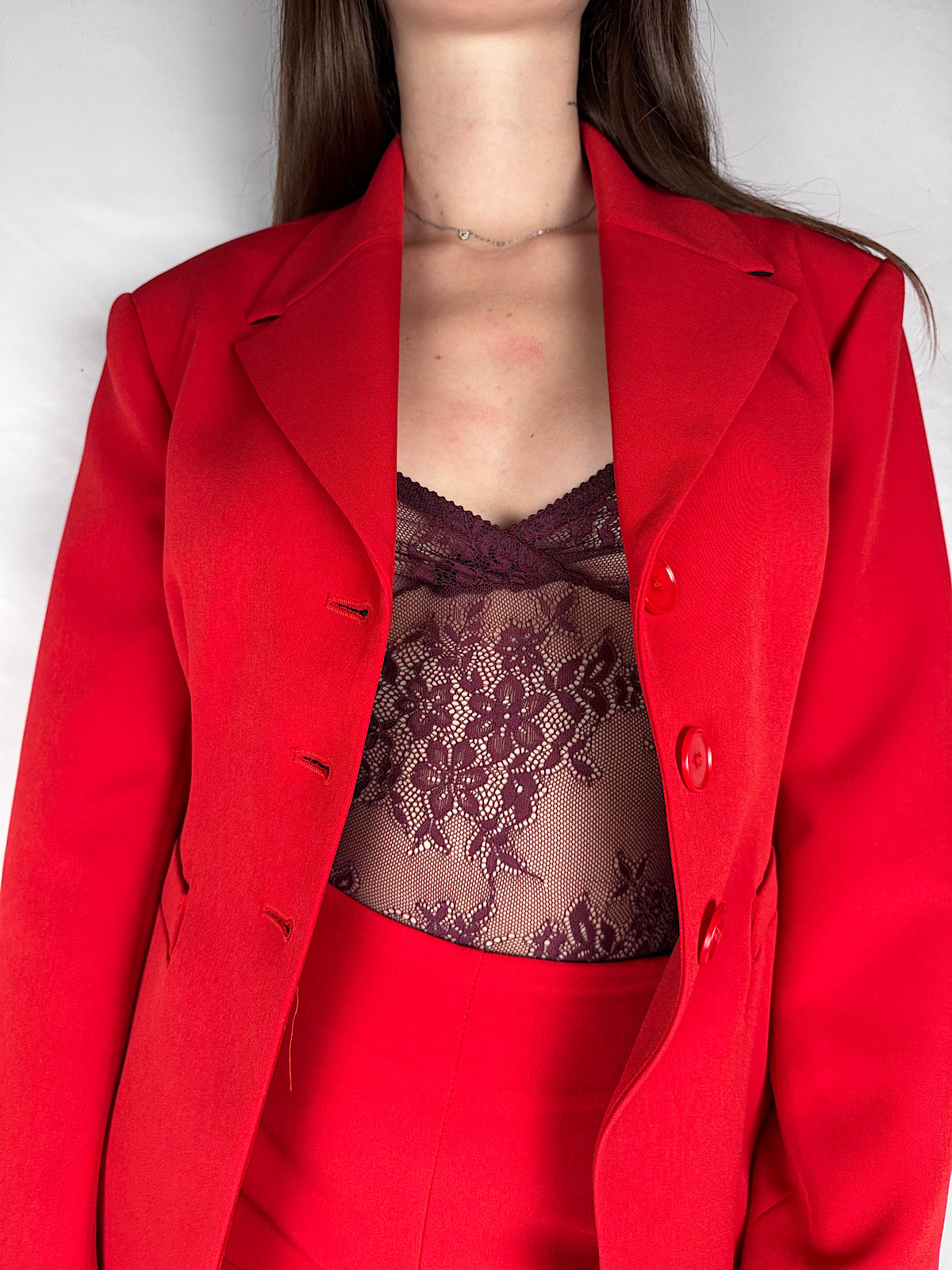 Body in Pizzo Spalline Sottili Vicolo Bordeaux