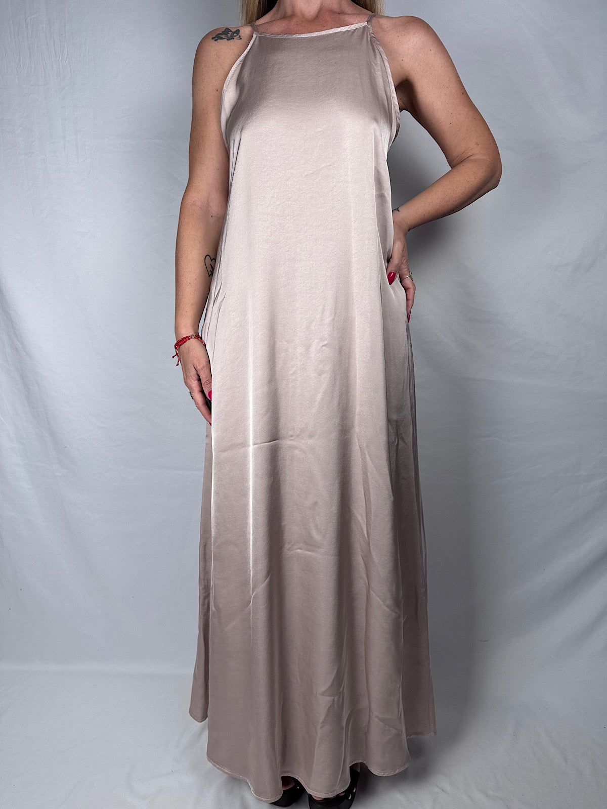 Abito Scollo Quadrato Satin Vicolo Glace