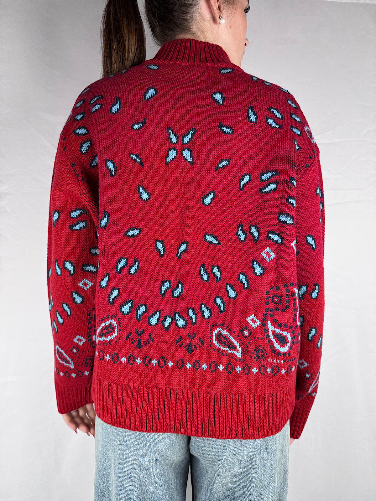 Cardigan Bomber Zip Bandana Tensione In Rosso