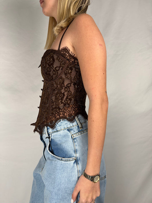 Top Bustier con Pizzo Armonia Moro