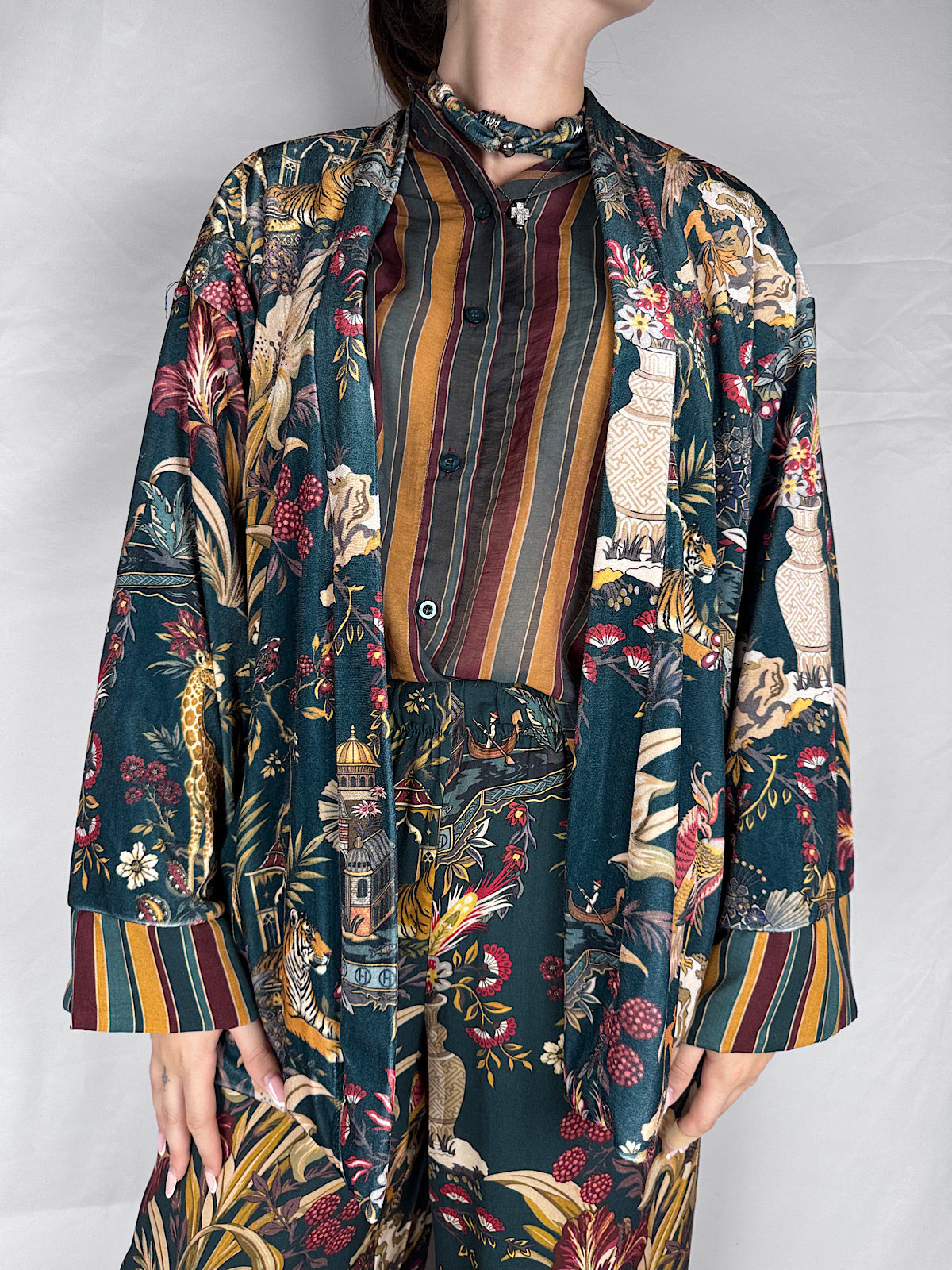 Giacca Kimono Ciniglia Stampa Savana "Nomad" Haveone Cina