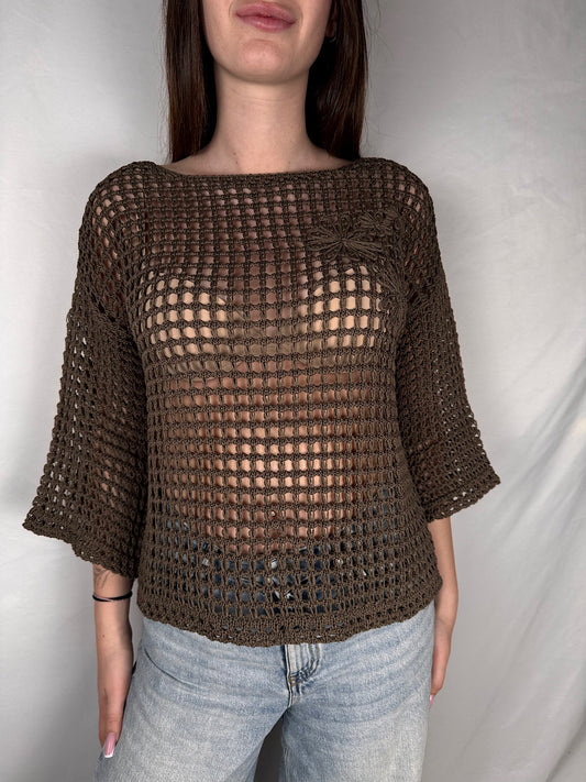 Maglia Traforata Tensione In Moro