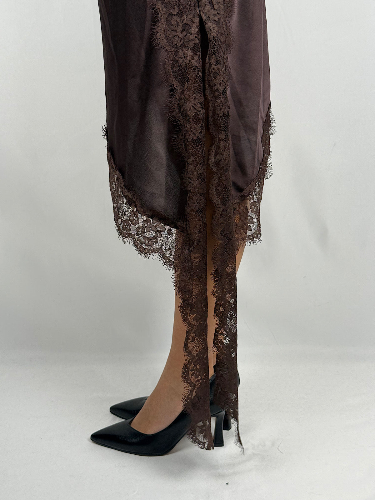 Abito Sottoveste in Pizzo Armonia Marrone