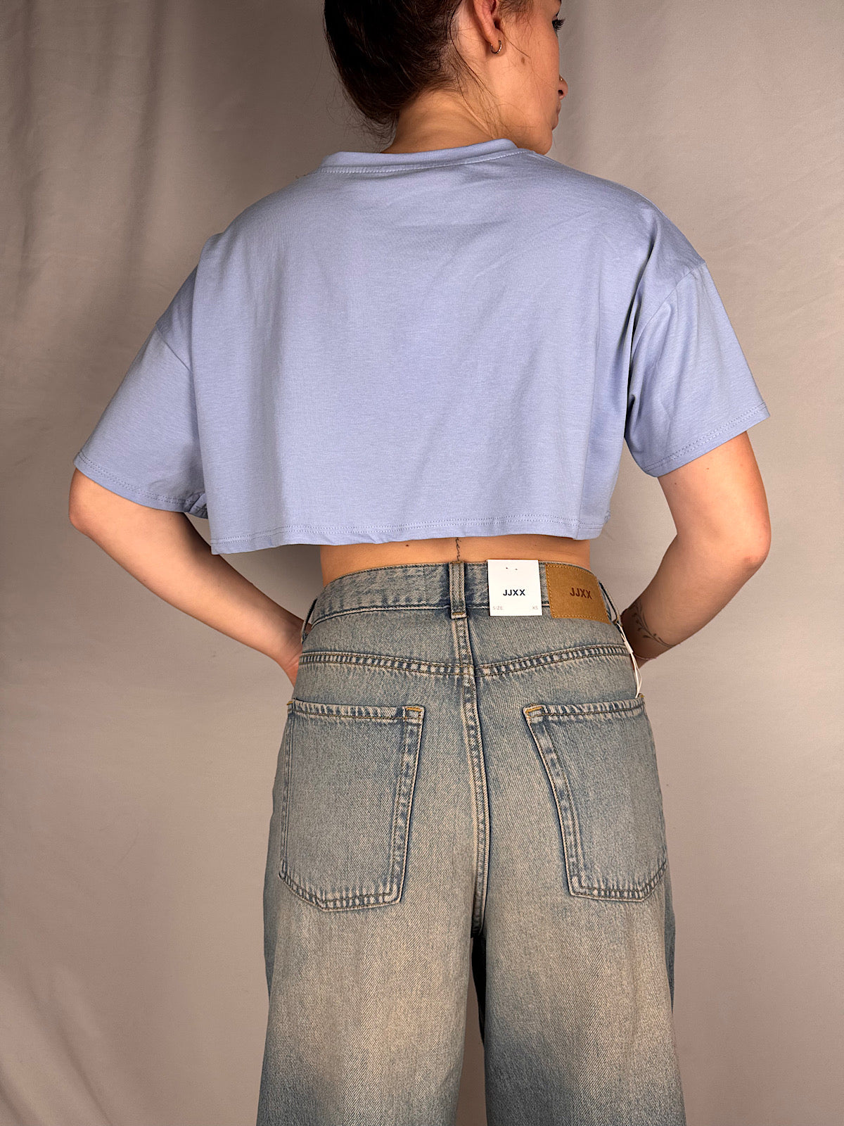 Completo T-shirt Crop + Maglia Pizzo Armonia Azzurro