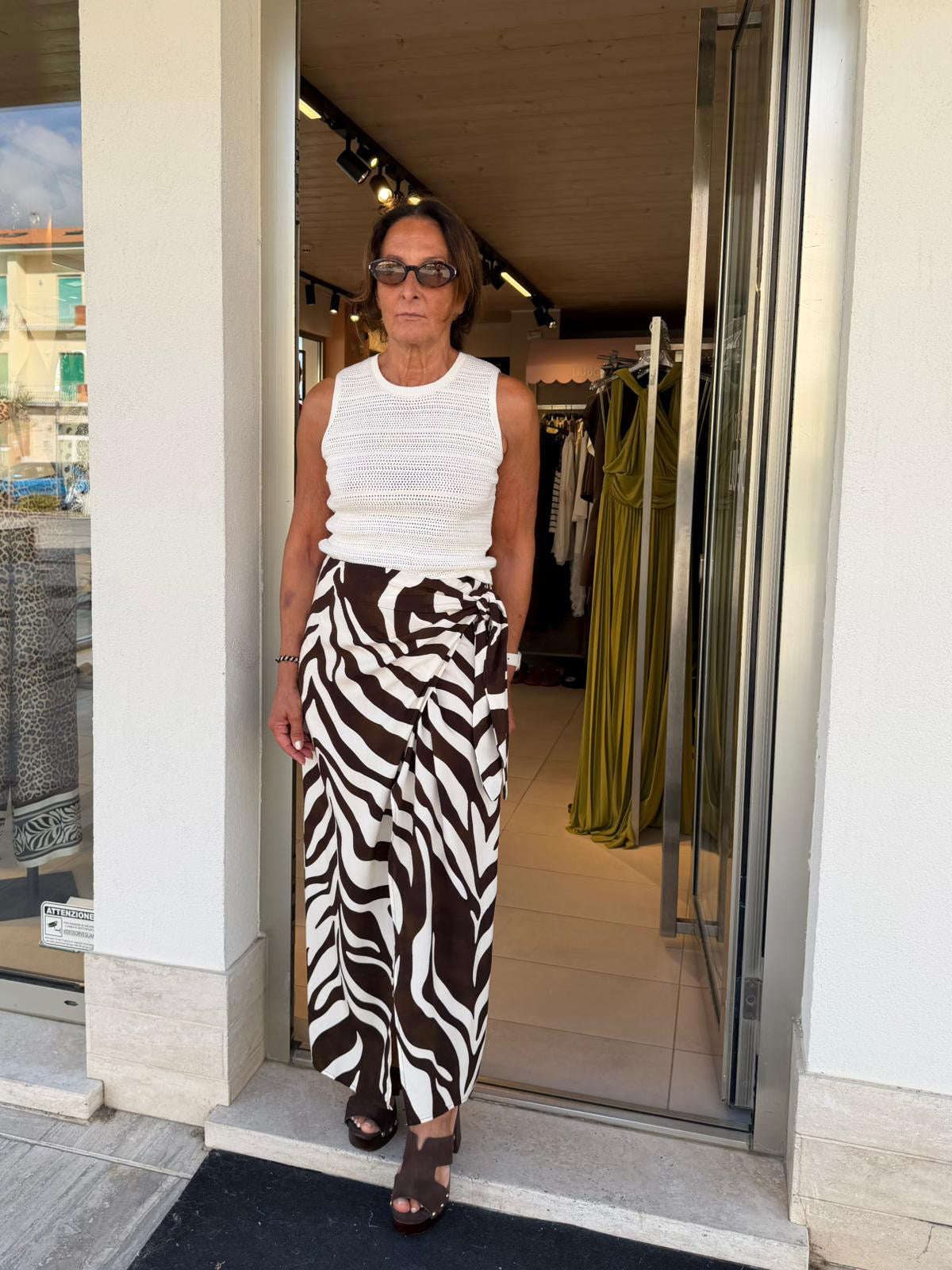 Gonna Pareo Zebrata Tensione In Burro/Moro
