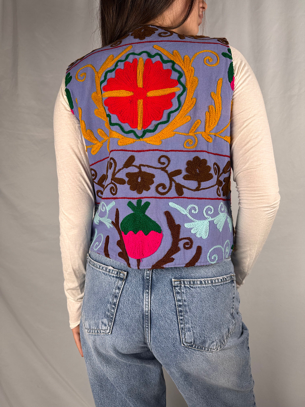 Gilet Reversibile con Fiocchetti Multicolor