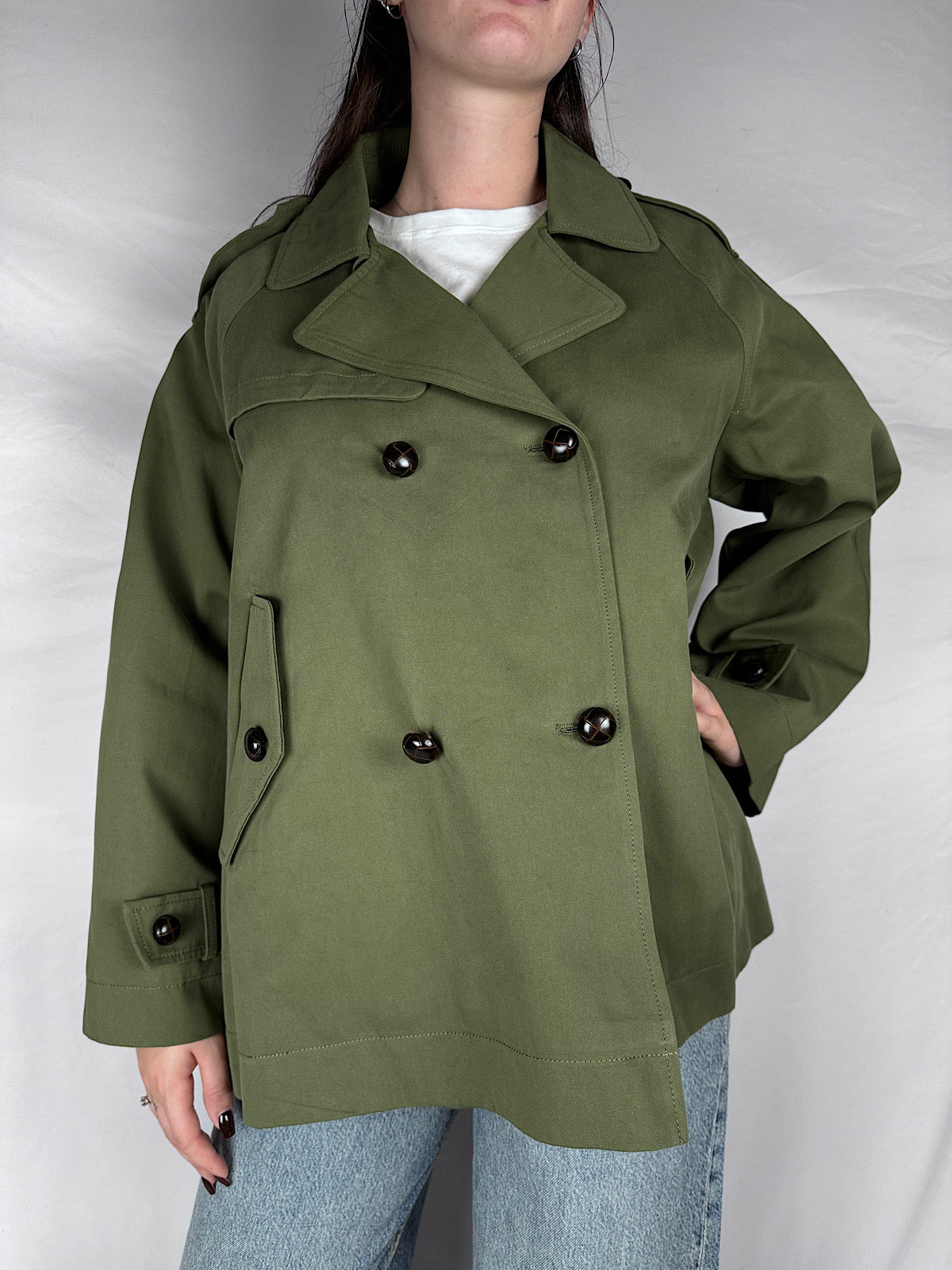 Trench Corto Armonia Verde Militare