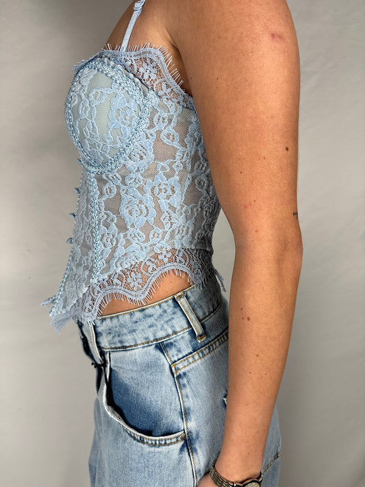 Top Bustier con Pizzo Armonia Celeste