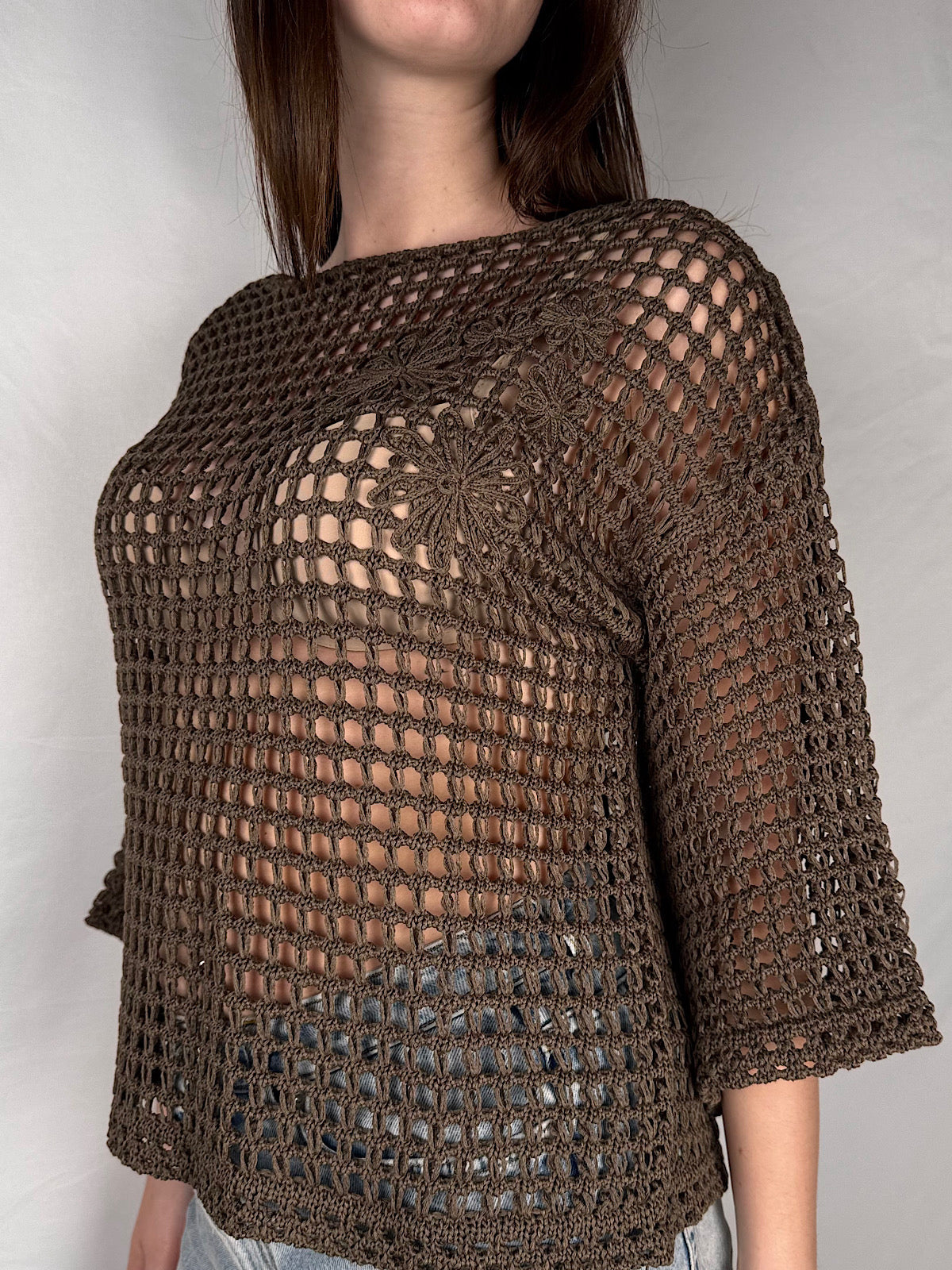 Maglia Traforata Tensione In Moro